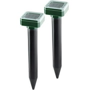 Solar Mole Repellent Ultrasonic 2 Pack Outdoor Powered Sonic Deterrent - Mole Stopper Scare Vole for Lawn Garden & Yard Home - Groundhog Repeller Snake Gopher Spikes Chaser Control