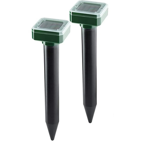 Solar Mole Repellent Ultrasonic 2 Pack Outdoor Powered Sonic Deterrent - Mole Stopper Scare Vole for Lawn Garden & Yard Home - Groundhog Repeller Snake Gopher Spikes Chaser Control