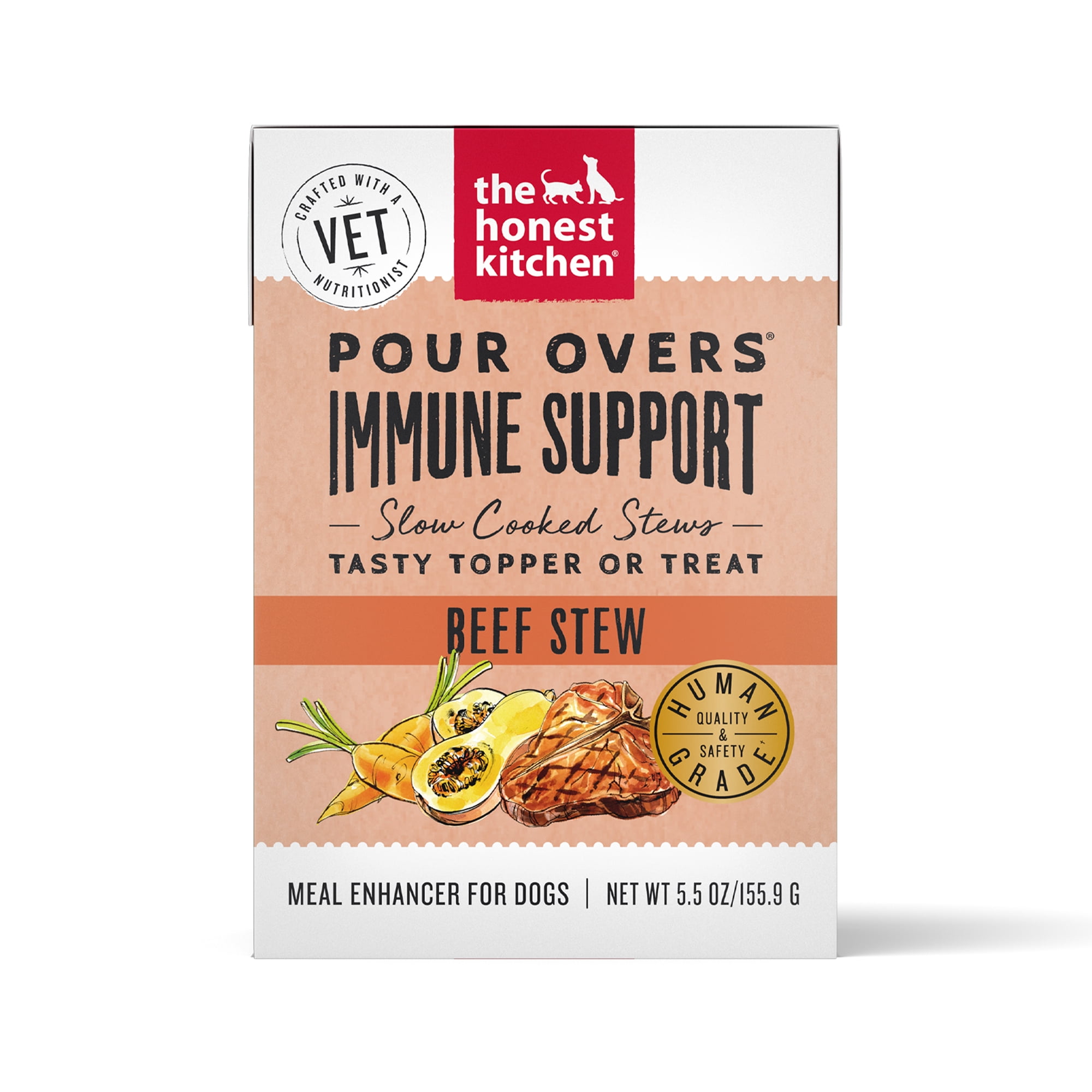 The Honest Kitchen Human Grade Toppers Functional POUR OVERS Immunity Support - Beef Stew Topper, 5.5 oz, Case of 12