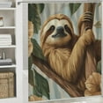 thumbnail image 6 of Autua Sloth Tree Branch Flowers Shower Curtain Decoration Washable with Hooks 69"x72, 6 of 7