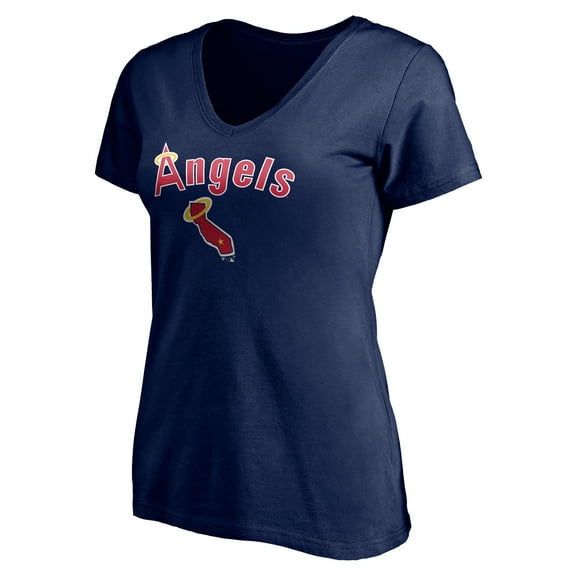 Women's Navy Los Angeles Angels Core Wahconah V-Neck T-Shirt