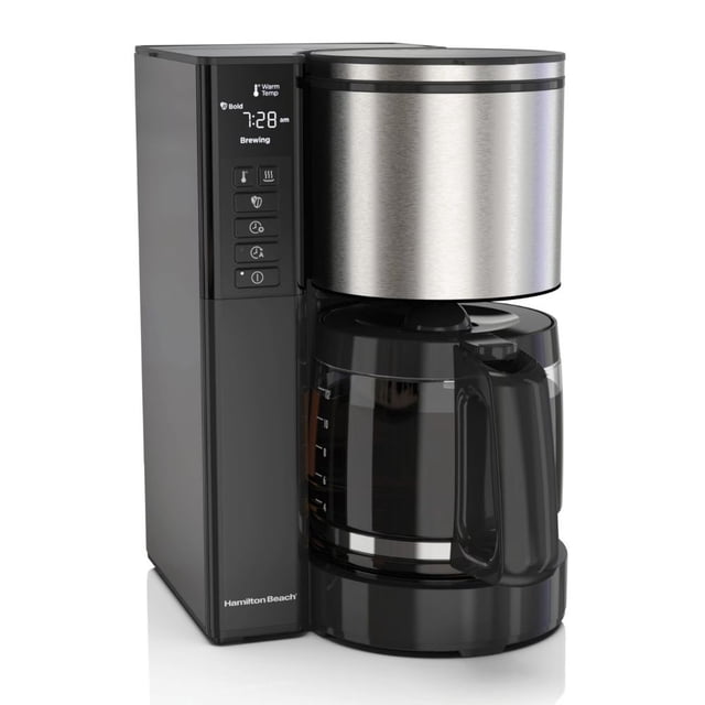 Cafetera Programable de 12 Tazas Hamilton Beach Premium Flavor con Filtro Cónico, Intensidad Ajustable, Función Mantener Caliente y Programación 24 Horas