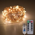 thumbnail image 4 of Cadena de luces impermeables de 8 modos, 200 LED, 20 m, con batería recargable y control remoto (IP68), apta para interiores, exteriores y dormitorios., 4 of 5