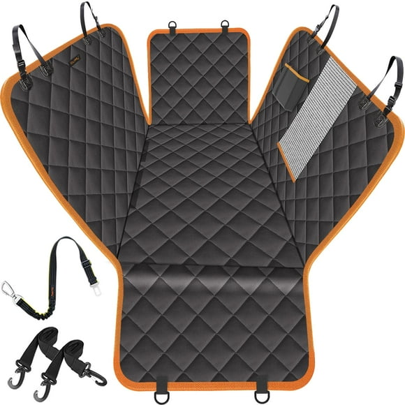 iBuddy Housse de Siège pour Chien pour Banquette Arrière de Voitures/camions/VUS, Hamac Imperméable pour Chien pour Banquette Arrière avec Fenêtre Anti Dégâts, Rabat Latéral et Ceinture de Sécurité pour Chien Animal de Compagnie Mer