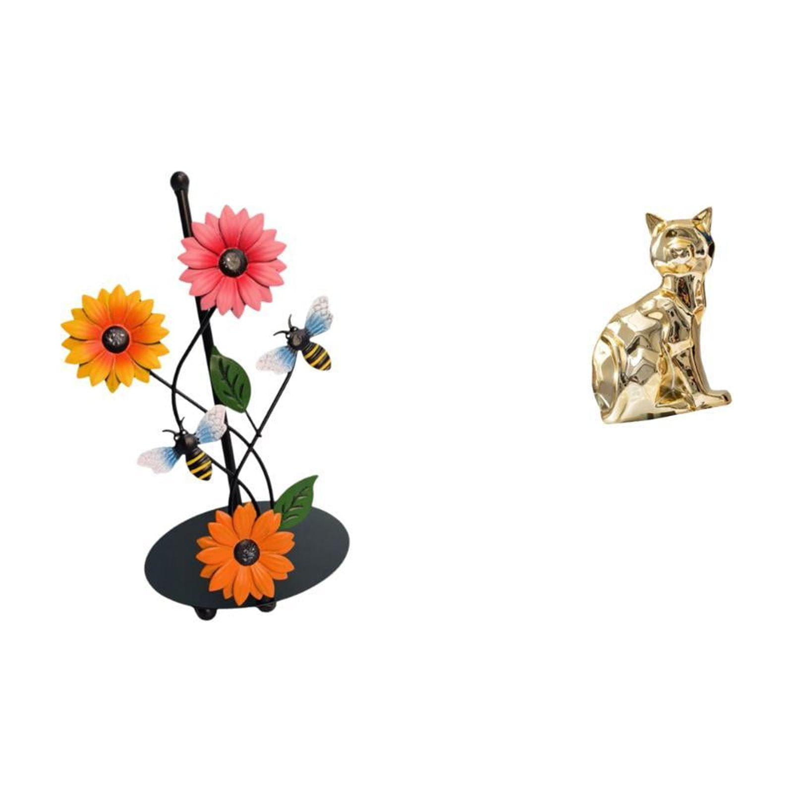 Fiocias Cat Paper Towel Holder Dispenser Non Slip Vertical Tissue Holder Rack Decorative Figurine Animal Sculpture Art Craft Ornament for Home Fireplace