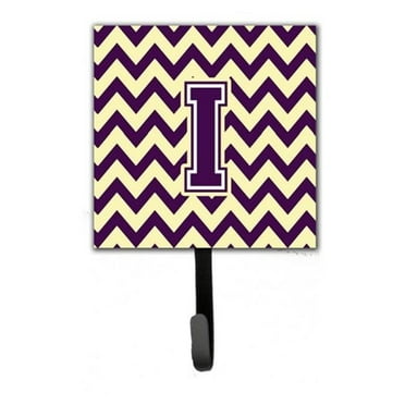 Letter I Chevron Purple & Gold Leash or Key Holder, 6 x 1.25 x 4.25 in.