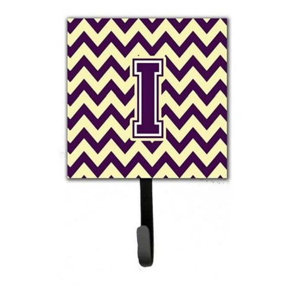 Letter I Chevron Purple & Gold Leash or Key Holder, 6 x 1.25 x 4.25 in.