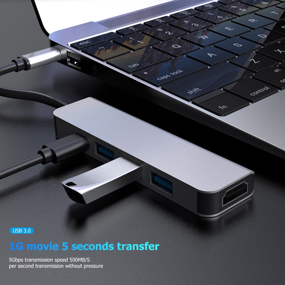 Hiearcool USB C Hub, USB-C Multi-Port Adapter for MacBook Pro, 7IN1 USBC to HDMI Hub Dongle Compatible for Laptops and Other Type C Devices (4K HDMI USB3.0 SD/TF Card Reader 100W PD)