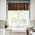 thumbnail image 4 of Wood Board Valance Curtain Farmhouse Rustic Wood Brown Barn Hardwood Rod Pocket Valance Window Treatments 1 Panel Short Curtains for Kitchen Living Room Bathroom Bedroom 54 x 18 in, 4 of 5