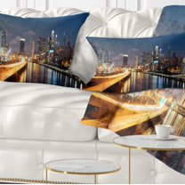 Designart Philadelphia Skyline at Night - Cityscape Throw Pillow - 12x20