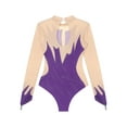 thumbnail image 6 of Yeahdor Womens Rhinestone Gymnastics Leotard Long Sleeve Figure Skating Bodysuit Ballet Dance Leotard Purple XL, 6 of 7