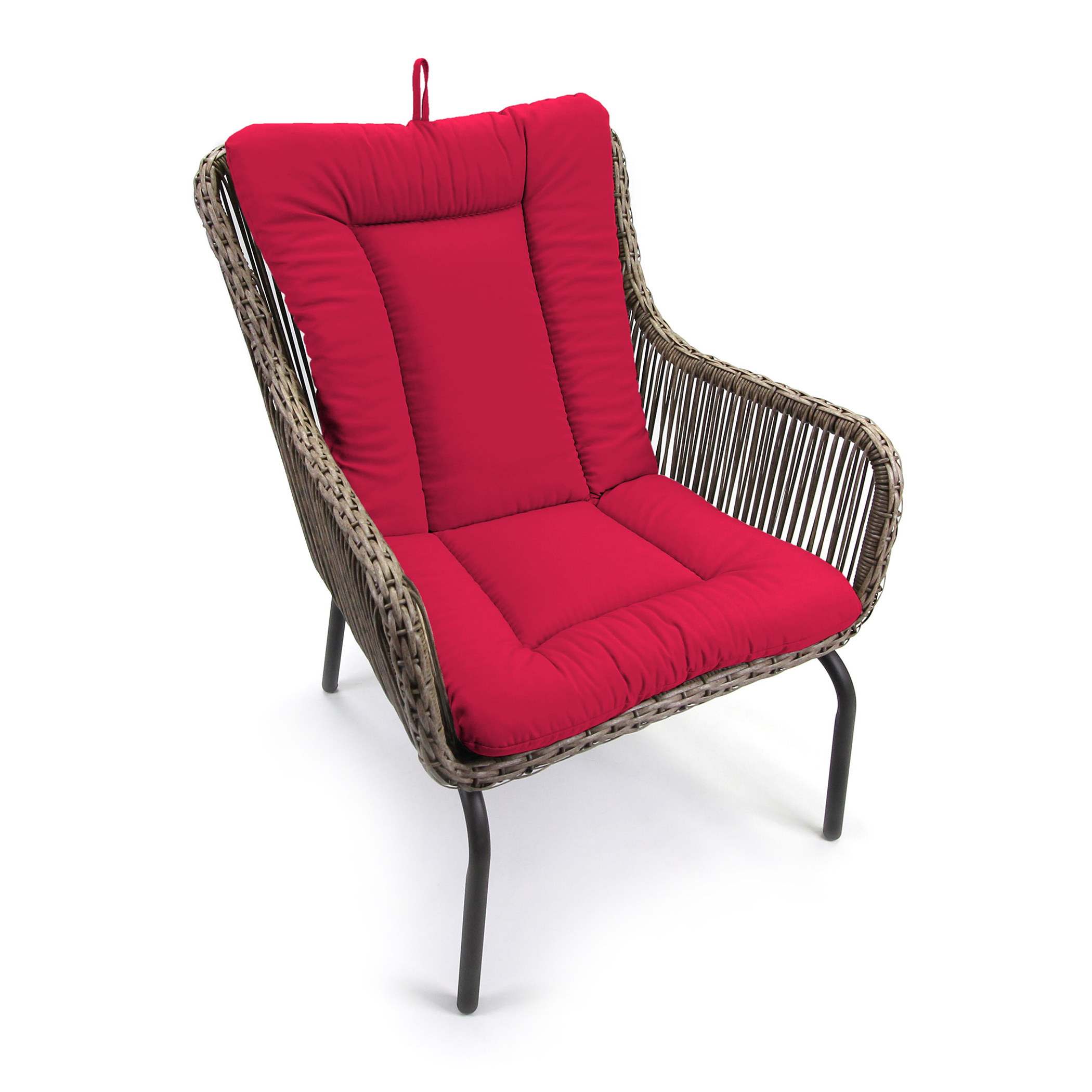 Jordan Manufacturing 38" x 21" Solid Pompei Red Euro Style Outdoor Chair Cushion - image 2 of 11