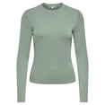 thumbnail image 1 of ONLY Camiseta de manga larga para mujer - ONLRILEY O-NECK TOP, manga larga, cuello redondo, algodón elástico Verde claro XS (X-Small), 1 of 3
