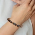thumbnail image 3 of Diamond2Deal Stainless Steel Antiqued and Polished 10mm Tiger's Eye Stretch Bracelet for Women 8", 3 of 4