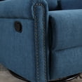 thumbnail image 3 of Dinosisco Swivel Glider Rocker for Nursery, Wingback Upholstered Nursery Recliner in Blue, 3 of 5