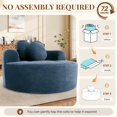 thumbnail image 3 of Muumblus 54" Oversized Round Indoor Chaise Lounge Chair, Boneless Cloud Couch, No Assembly Required, Floor Sofa Chair for Living Room, Blue, 3 of 9