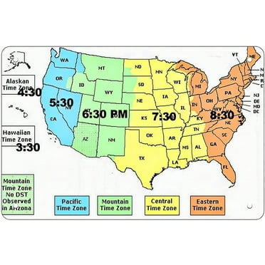 Us Time Zone Map, Retro Funny Metal Sheet Signs, Wall Decoration, Size: 8 x 12 Inch