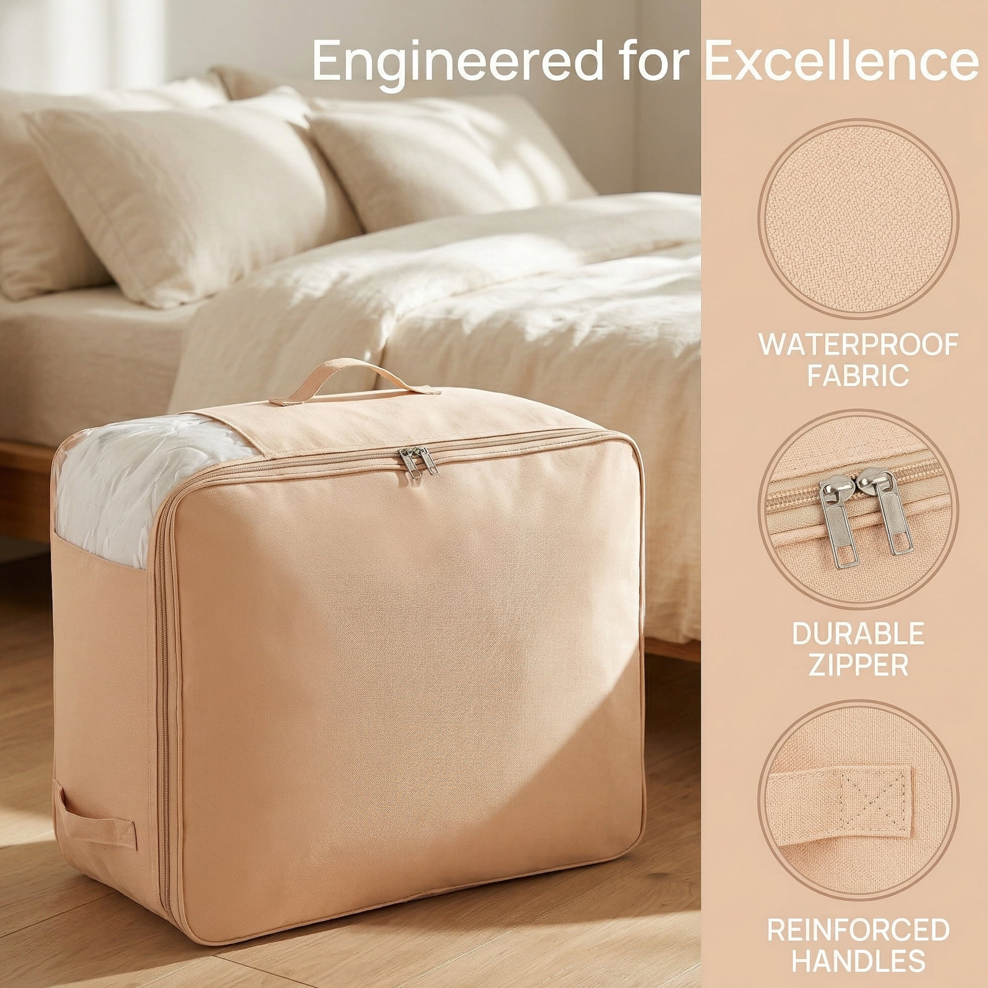 Unique Bargains Foldable Clothing Storage Bag for Comforters Light Pink 21.3"x16.5"x7.9"