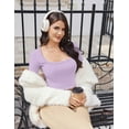 thumbnail image 5 of Ekouaer Womens Long Sleeve Crop Tops Square Neck Ribbed Slim Fitted Base Layer Basic Shirt Thermal Undershirts, 5 of 6