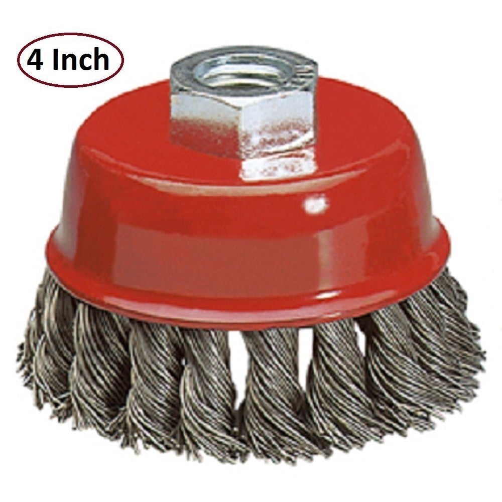 Wire Wheel Brush Cup 4 Inches Heavy Duty And Durable Knotted Grinder