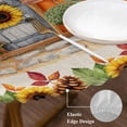 thumbnail image 3 of Fall Orange Pumpkins Round Tablecloth, Fitted Table Cover with Elastic for 45"-54" Round Tables, Thanksgiving Flowers Country Vintage Table Cloth Outdoor Indoor Dinning Party Waterproof Tablecloths, 3 of 7