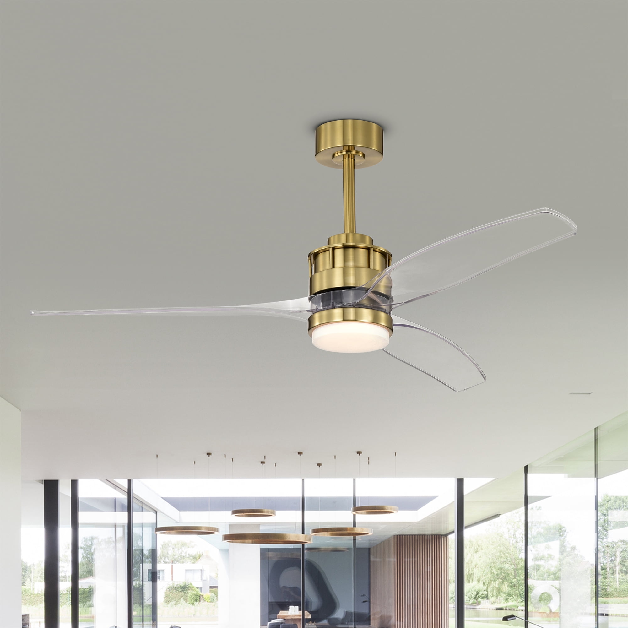 Murdo 52 in. 1-Light Indoor Brass Finish Ceiling Fan with Light Kit
