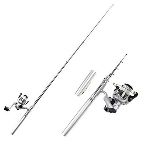 HDE Pocket Size Pen Shaped Collapsible Fishing Rod Pole and Spinning Reel (Best Pen Fishing Rod And Reel)