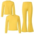 thumbnail image 6 of Splozh Kid Girls Clothes Girls Outfits Girls 2 Piece Set Fall Spring Outfits Lounge Sets Long Sleeve Top Wide Leg Pants Sweatsuit Clothing Set Yellow,7-8 Years, 6 of 6