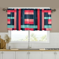 Yayeee Kitchen Curtains Set of 2 Light Filtering 57"x36" Over Sink Window Panels, Navy Blue Stripes