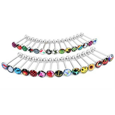 - BodyJ4You® Tongue Ring Logo Barbell Lot of 30 Pieces 14G Piercing Jewelry