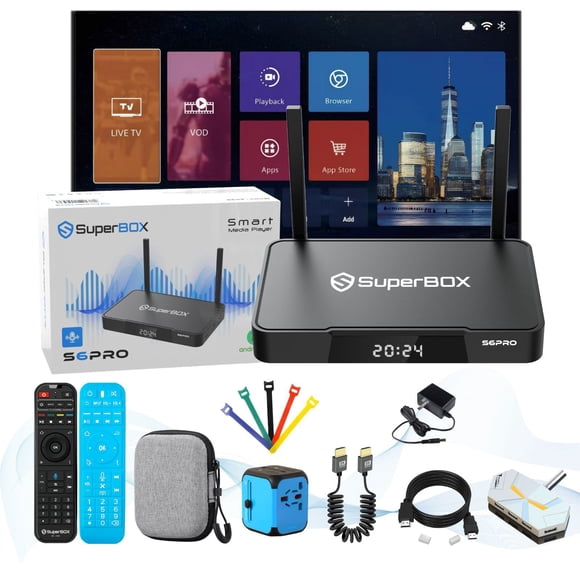 SuperBox S6 Pro 32GB Memory 6K HD Android 12.0 TV Box,Black Super Box S6pro with Voice Remote Control Set&Easy Setup