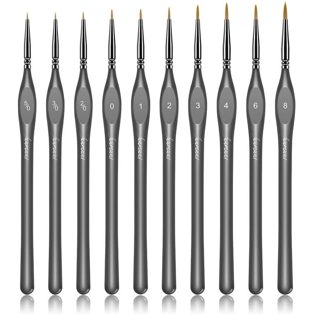 Detail Fine Point Paint Brush Set, 10pcs Professional Miniature Brushes  with Triangular Handle, Perfect for Acrylic, Oil, Watercolor, Art, Scale,  Model, Face, Paint by Numbers&Warhammer 40k (Black) 