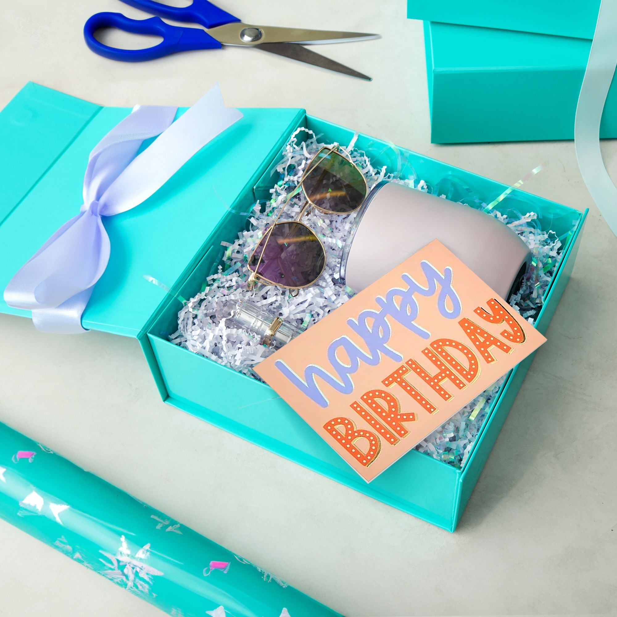 Blue Gift Boxes, Gift Box with Lid, Bridesmaid Proposal Box, Cupcake Boxes,  Groomsmen Proposal Box, Godmother Proposal Gift Box, Birthday Gift