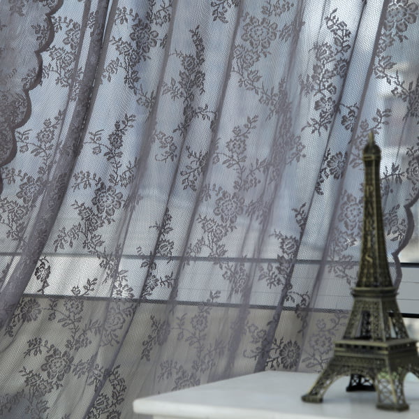 Fl Knitted Lace Curtain 3 Colors, Black Lace Curtains