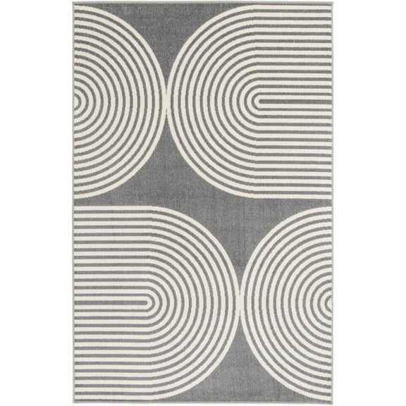 Loomaknoti Terrace Tropic Milburm 9' x 12' Geometric Indoor/Outdoor Area Rug , Gray/White