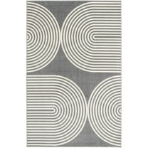 Loomaknoti Terrace Tropic Milburm 9' x 12' Geometric Indoor/Outdoor Area Rug , Gray/White