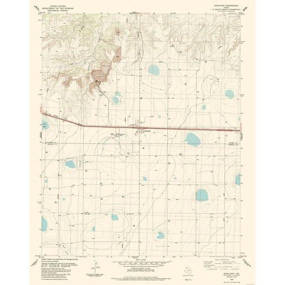 Topographical Map - Bushland Texas Quad - USGS 1984 - 23 x 29.00 - Vintage Wall Art