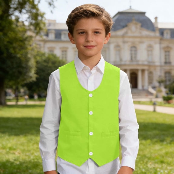 Vest for Boys Sleeveless Button Up Light Green Suit Vest Back To School Clothes Boys Formal Vest for Kids Boys Holiday Outfits 14-15 Years