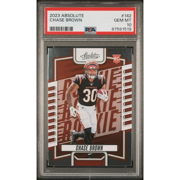 Graded 2023 Panini Absolute Chase Brown #142 Rookie RC Football Card PSA 10 Gem Mint