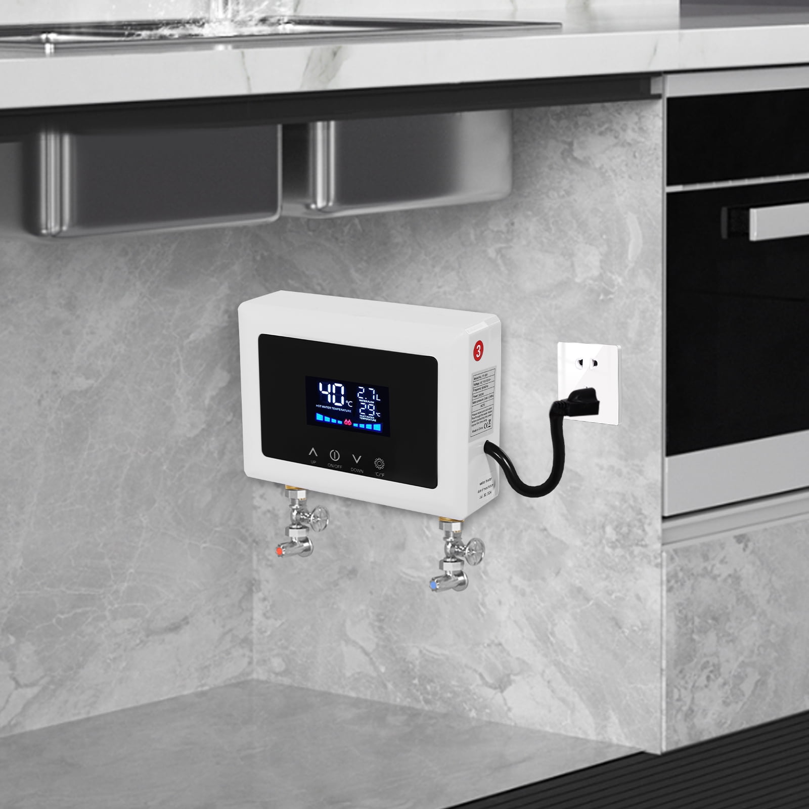 Electric Water Heater, Electric Water Heater with LED Display, Instant Electric Water Heater 110V 3000W
