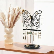 Jewelry Organizer Stand, Hanging Earring Rack Vertical Necklace Bracelet Storage Display with Butterfly Cloud Heart Design, Metal Jewelry Tree Holder for Vanity Dresser Store
