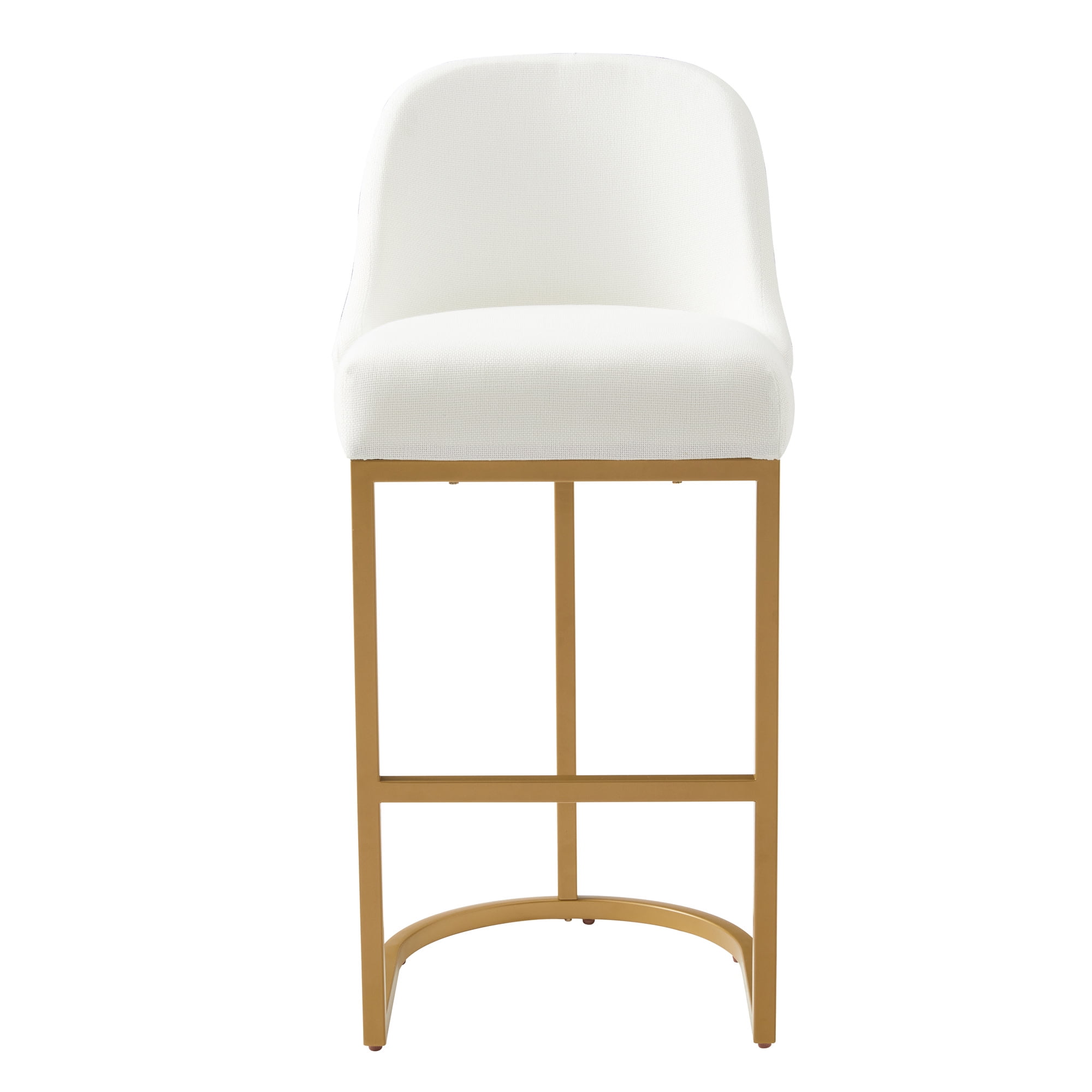 Leick Home Barrel Back Bar Stools with High Density Foam Seat, White/Gold (Set of 2)