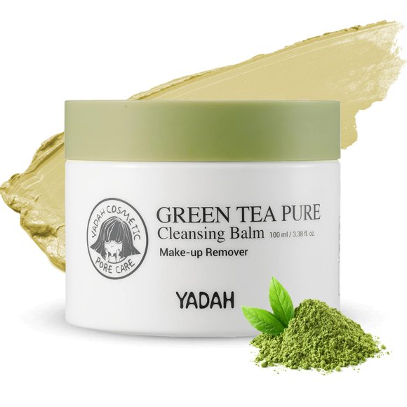 Bálsamo limpiador de té verde YADAH (3.38 fl oz) - Desmaquillante hidratante sin residuos. Cuidado de la piel coreano. Hipoalergénico vegano.