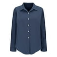 thumbnail image 4 of IROINNID Women Solid Color Long Sleeve Button Down Shirt Casual Loose Fit Blouse Top Womens Fashion Basic Comfortable Button Up Shirt Female Elegant Stylish Tunic Shirt(Navy#1,M), 4 of 7