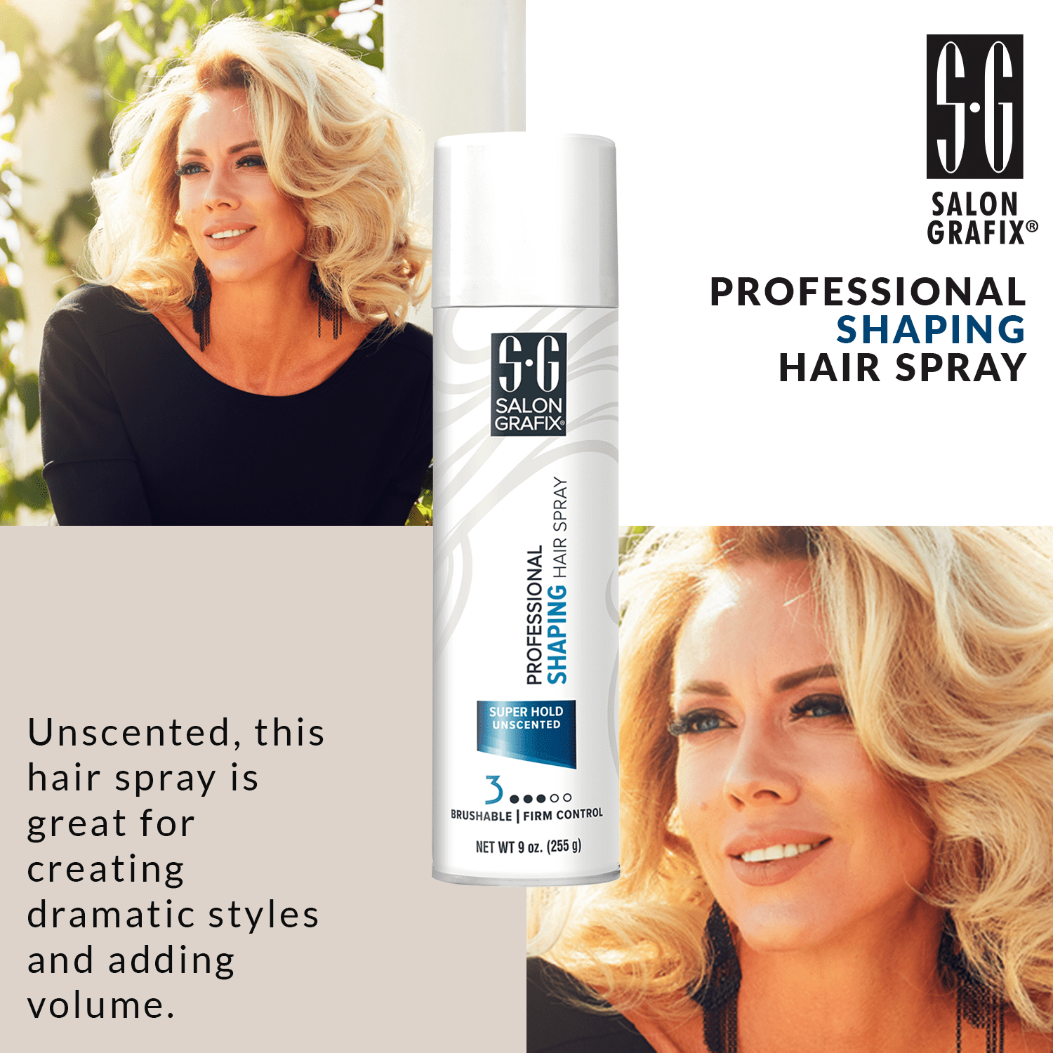 Salon Grafix Professional Super Hold Unscented Shaping Hair Spray, 9 oz