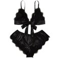 thumbnail image 2 of 1 Set Underwear Sleepwear Sets Lenceria Sling Bra Set Sexy Satin Lace Lingerie Sexy Perspective Pajamas, 2 of 4