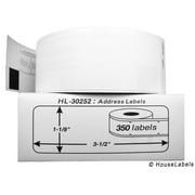 18 Rolls; 350 Labels per Roll of DYMO-Compatible 30252 Address Labels (1-1/8" x 3-1/2") -- BPA Free!