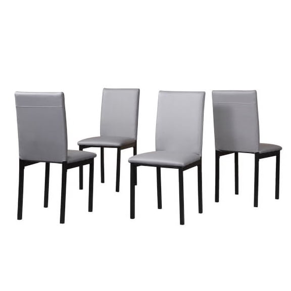 Xukmct 4 Pack Armless Side Chair with Metal Frame, Faux Leather Seat Dining Chair for Living Room, Dining Room, Gray
