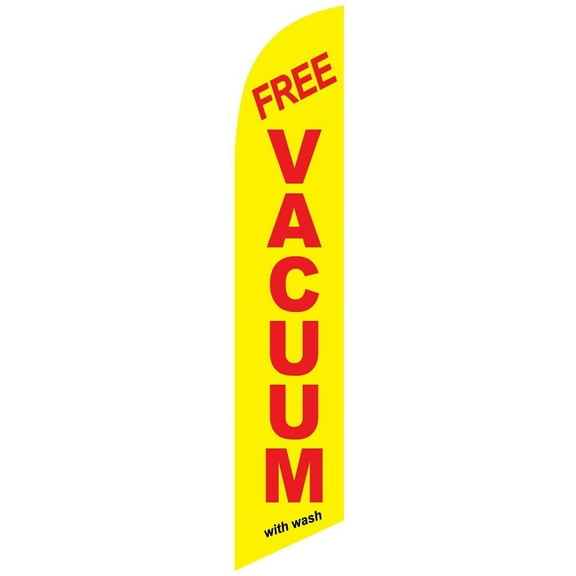 Free Vacuum with Wash Advertising Feather Banner Swooper Flag Sign with Flag Pole Kit and Ground Stake