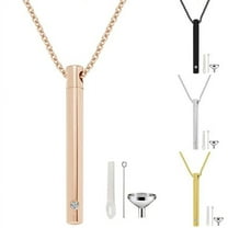 Urn Necklaces for Ashes Memorial Cremation Urn Necklace Stainless Steel Capsule Pendant Necklace Ashes Keepsake Jewelry with Cubic Zirconia - Silver